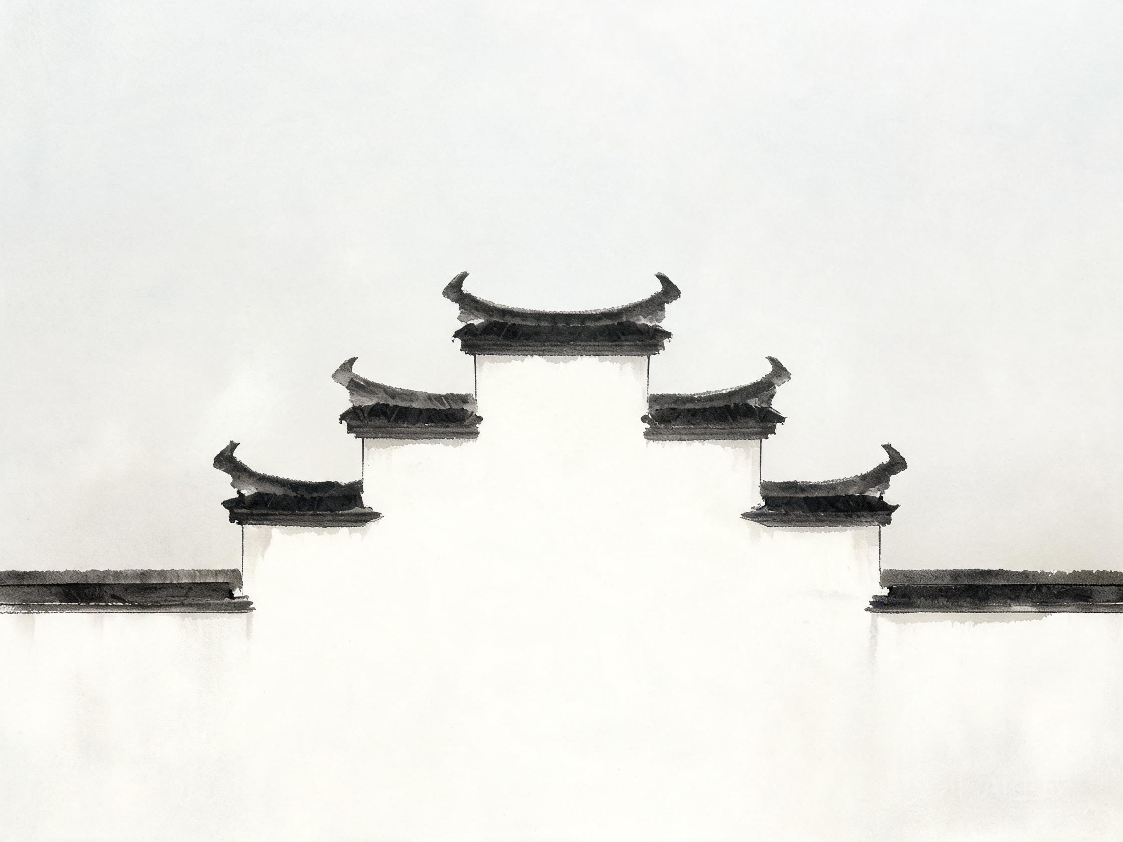包河黛院马头墙木隔断与黛灰粉白墙裙空间